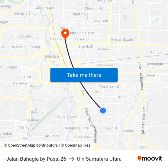 Jalan Bahagia by Pass, 26 to Uin Sumatera Utara map