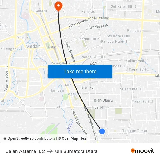 Jalan Asrama Ii, 2 to Uin Sumatera Utara map