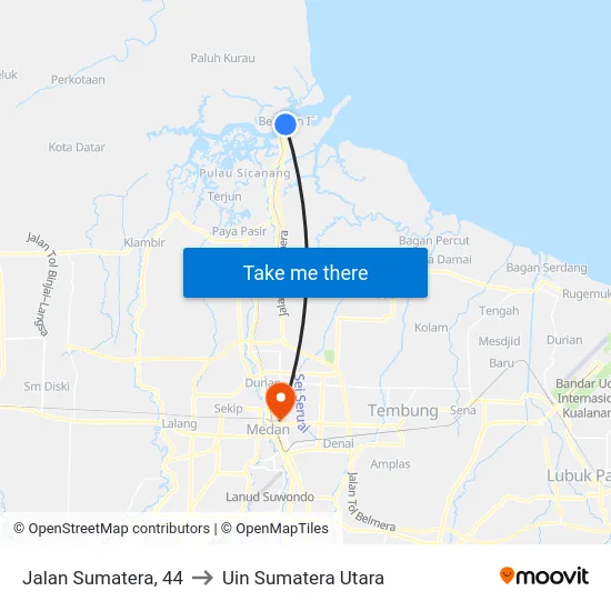 Jalan Sumatera, 44 to Uin Sumatera Utara map