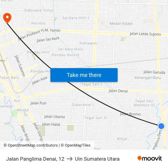 Jalan Panglima Denai, 12 to Uin Sumatera Utara map