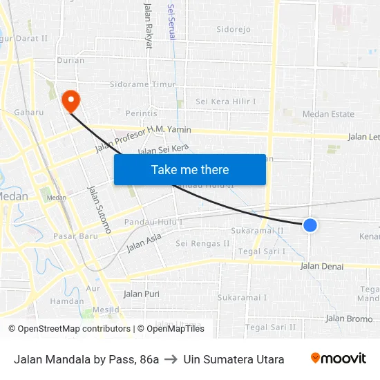 Jalan Mandala by Pass, 86a to Uin Sumatera Utara map