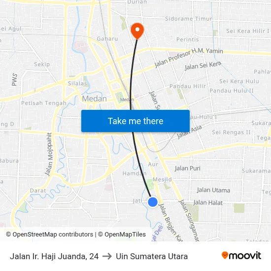 Jalan Ir. Haji Juanda, 24 to Uin Sumatera Utara map