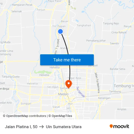 Jalan Platina I, 50 to Uin Sumatera Utara map