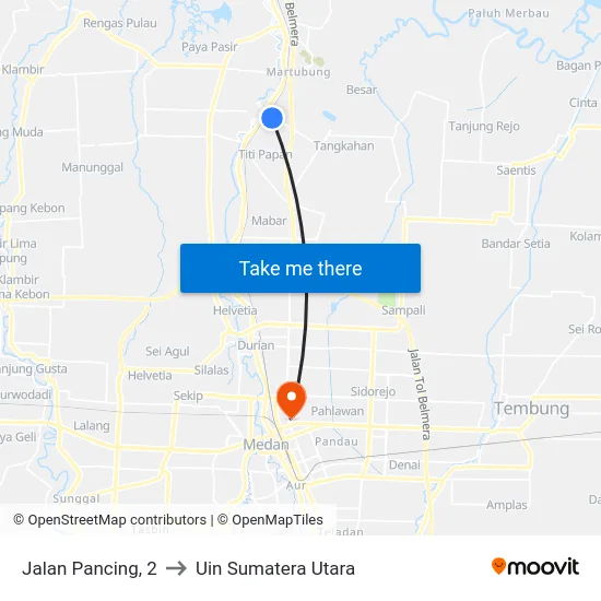 Jalan Pancing, 2 to Uin Sumatera Utara map