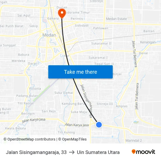 Jalan Sisingamangaraja, 33 to Uin Sumatera Utara map
