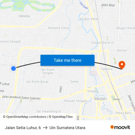Jalan Setia Luhur, 6 to Uin Sumatera Utara map