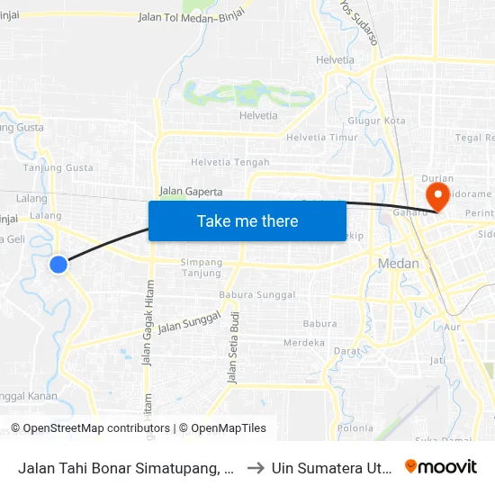 Jalan Tahi Bonar Simatupang, 100 to Uin Sumatera Utara map
