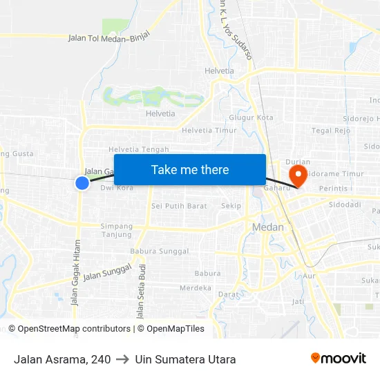 Jalan Asrama, 240 to Uin Sumatera Utara map