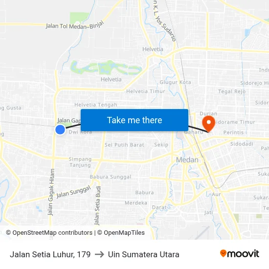 Jalan Setia Luhur, 179 to Uin Sumatera Utara map
