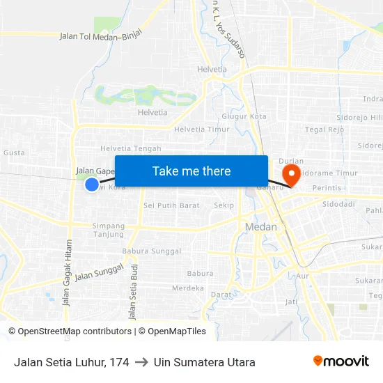 Jalan Setia Luhur, 174 to Uin Sumatera Utara map
