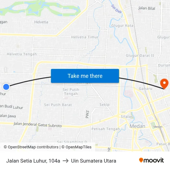Jalan Setia Luhur, 104a to Uin Sumatera Utara map