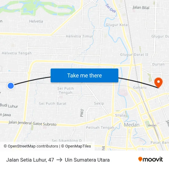Jalan Setia Luhur, 47 to Uin Sumatera Utara map