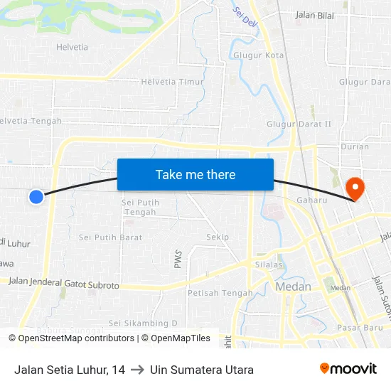 Jalan Setia Luhur, 14 to Uin Sumatera Utara map