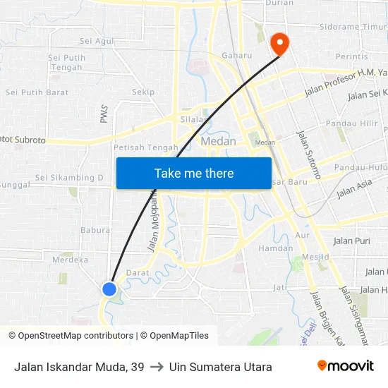 Jalan Iskandar Muda, 39 to Uin Sumatera Utara map