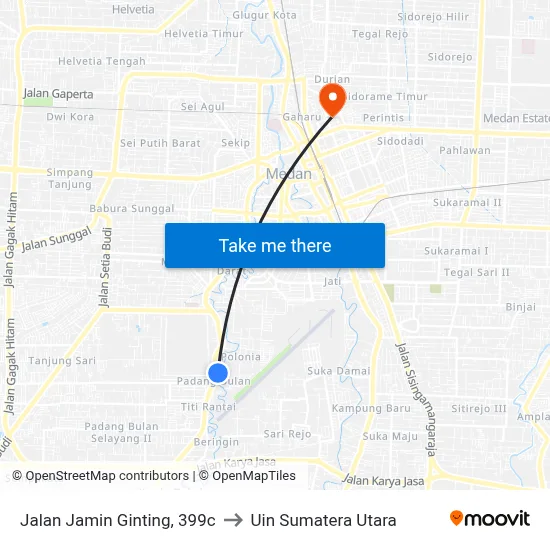 Jalan Jamin Ginting, 399c to Uin Sumatera Utara map