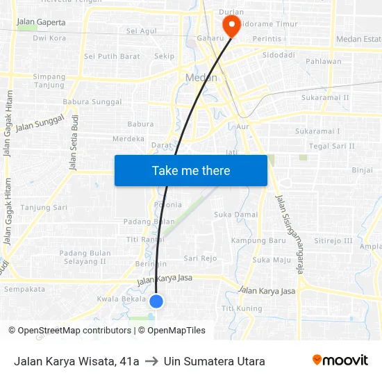 Jalan Karya Wisata, 41a to Uin Sumatera Utara map
