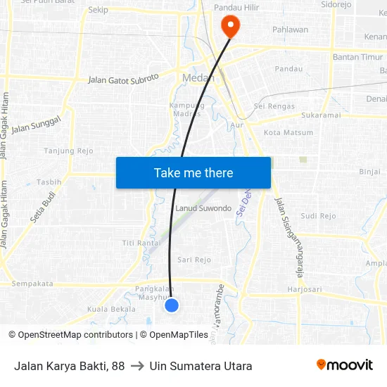 Jalan Karya Bakti, 88 to Uin Sumatera Utara map