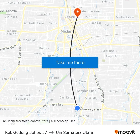Kel. Gedung Johor, 57 to Uin Sumatera Utara map