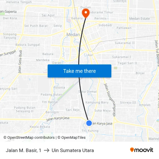 Jalan M. Basir, 1 to Uin Sumatera Utara map