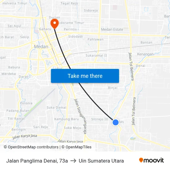 Jalan Panglima Denai, 73a to Uin Sumatera Utara map