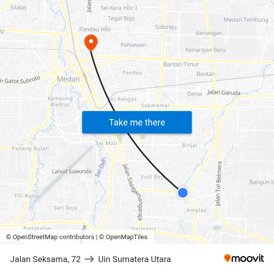 Jalan Seksama, 72 to Uin Sumatera Utara map