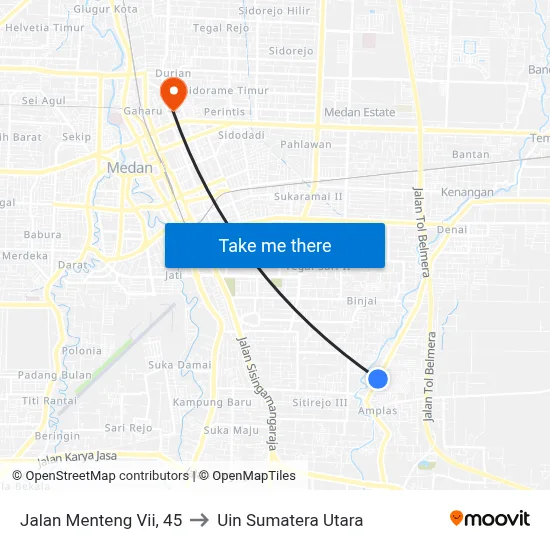 Jalan Menteng Vii, 45 to Uin Sumatera Utara map
