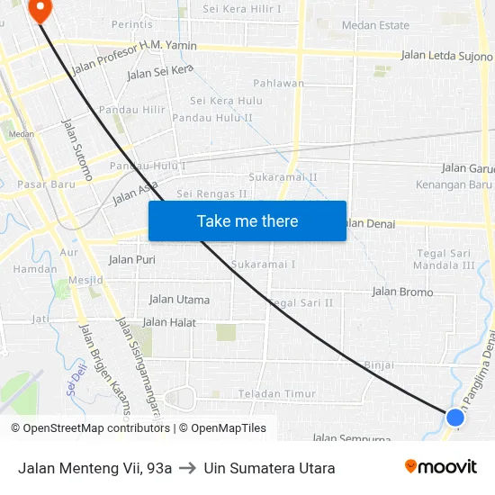 Jalan Menteng Vii, 93a to Uin Sumatera Utara map