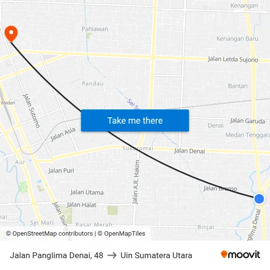 Jalan Panglima Denai, 48 to Uin Sumatera Utara map