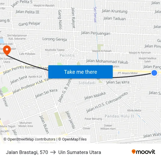 Jalan Brastagi, 570 to Uin Sumatera Utara map