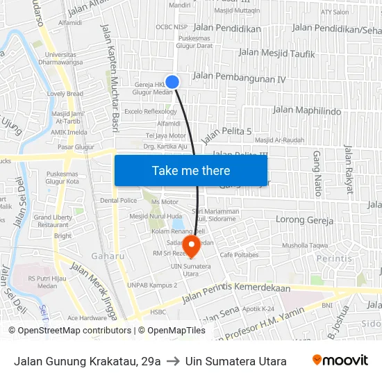 Jalan Gunung Krakatau, 29a to Uin Sumatera Utara map