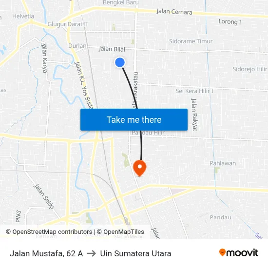 Jalan Mustafa, 62 A to Uin Sumatera Utara map