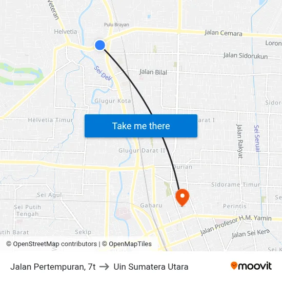 Jalan Pertempuran, 7t to Uin Sumatera Utara map