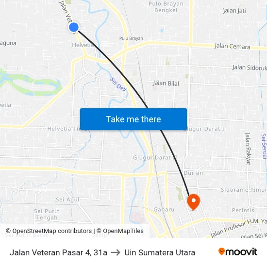 Jalan Veteran Pasar 4, 31a to Uin Sumatera Utara map