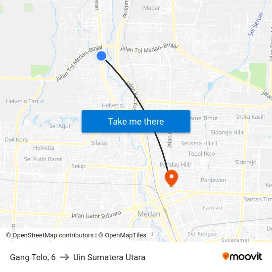 Gang Telo, 6 to Uin Sumatera Utara map