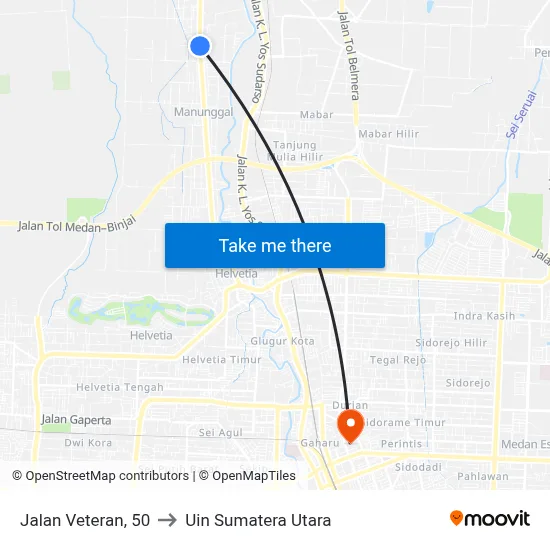 Jalan Veteran, 50 to Uin Sumatera Utara map