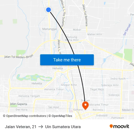 Jalan Veteran, 21 to Uin Sumatera Utara map
