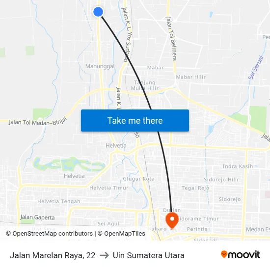 Jalan Marelan Raya, 22 to Uin Sumatera Utara map
