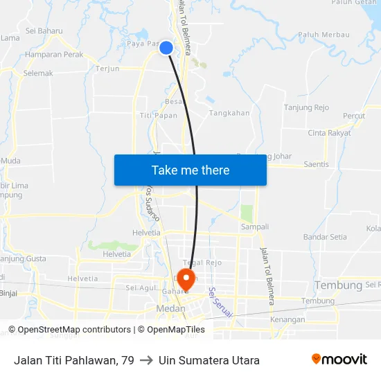 Jalan Titi Pahlawan, 79 to Uin Sumatera Utara map