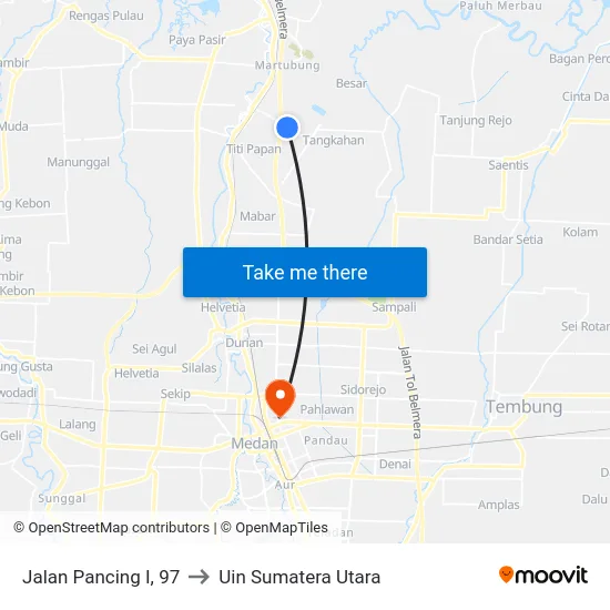 Jalan Pancing I, 97 to Uin Sumatera Utara map