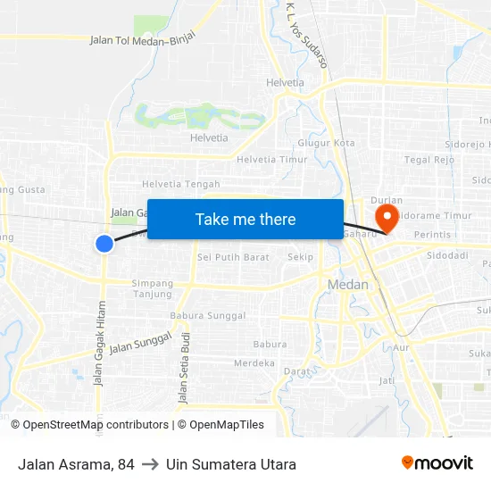 Jalan Asrama, 84 to Uin Sumatera Utara map