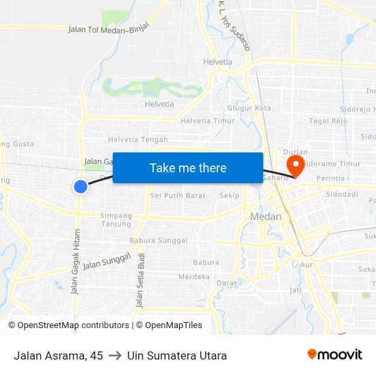 Jalan Asrama, 45 to Uin Sumatera Utara map