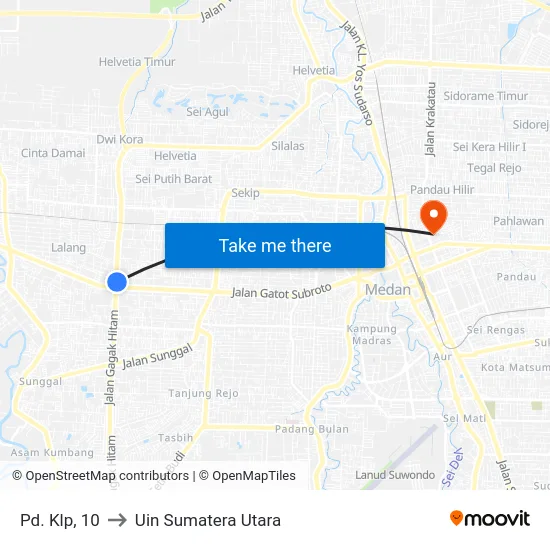 Pd. Klp, 10 to Uin Sumatera Utara map