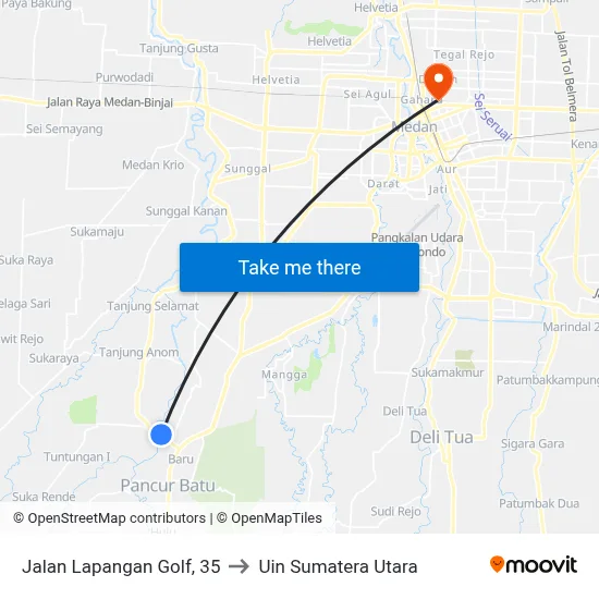 Jalan Lapangan Golf, 35 to Uin Sumatera Utara map