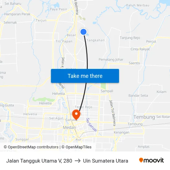 Jalan Tangguk Utama V, 280 to Uin Sumatera Utara map