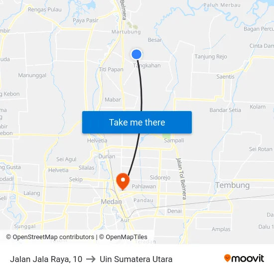 Jalan Jala Raya, 10 to Uin Sumatera Utara map
