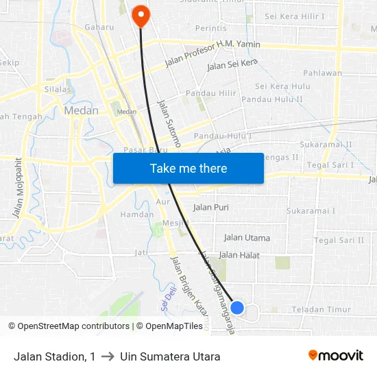Jalan Stadion, 1 to Uin Sumatera Utara map