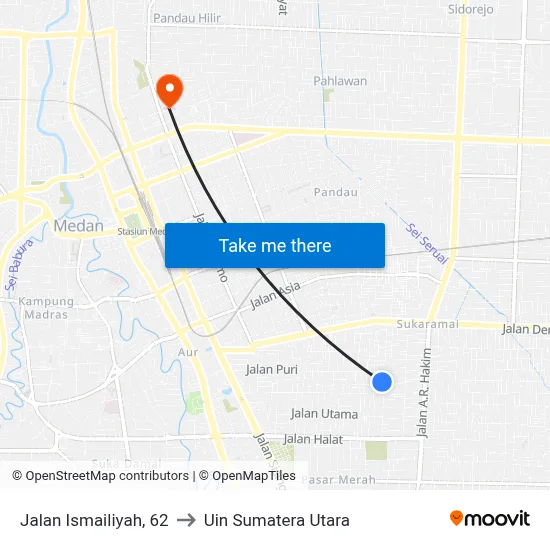 Jalan Ismailiyah, 62 to Uin Sumatera Utara map