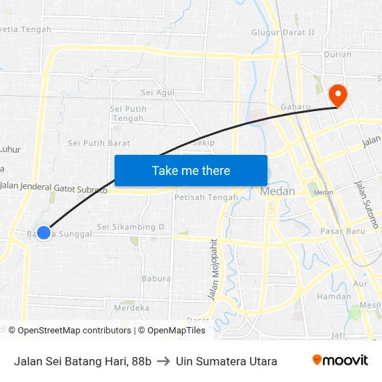 Jalan Sei Batang Hari, 88b to Uin Sumatera Utara map