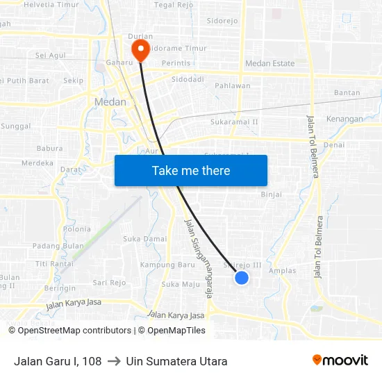 Jalan Garu I, 108 to Uin Sumatera Utara map