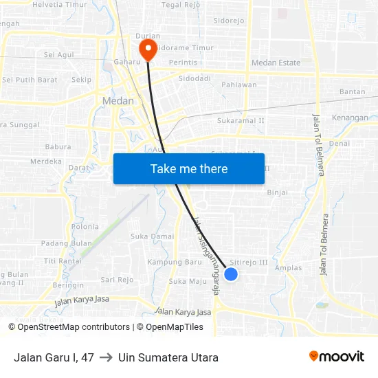 Jalan Garu I, 47 to Uin Sumatera Utara map